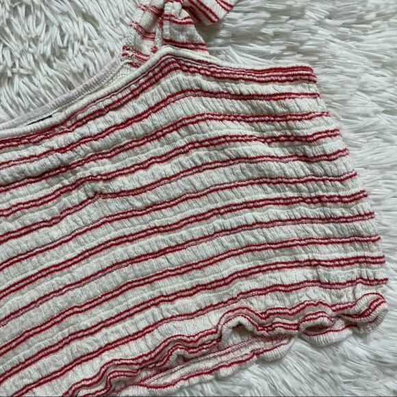 WILD FABLE • Red + White Striped Ruffle Cropped Tank Top - Picture 4 of 8